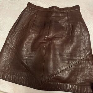 BROWN LEATHER DANIER SKIRT